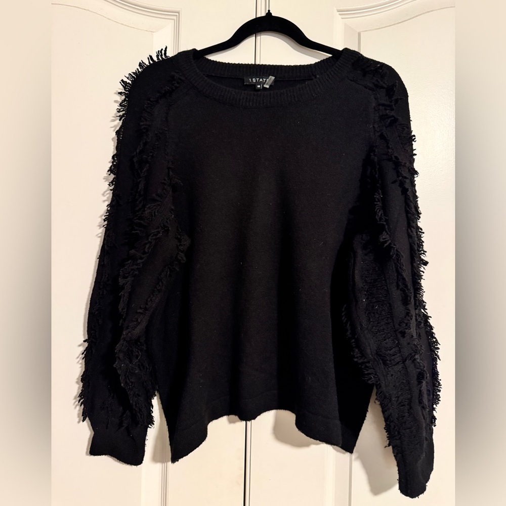 1. State Women’s Black Fringe Sweater